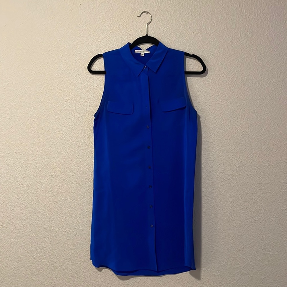 Amanda Uprichard Royal Blue Silk Sleeveless Dress; Size M
